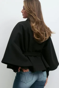 Gina Tricot 14+ belted cape Zwart