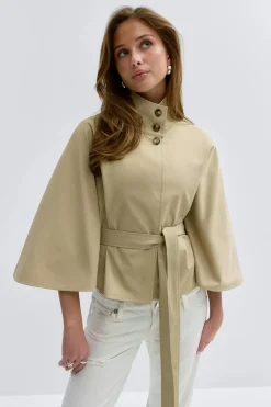 Gina Tricot 14+ belted trench cape Beige