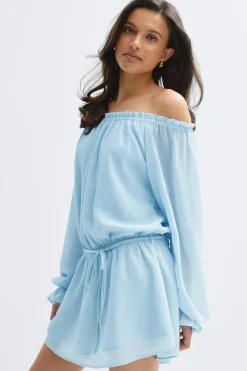 Clearance Gina Tricot 14+ breeze off shoulder dress Blauw