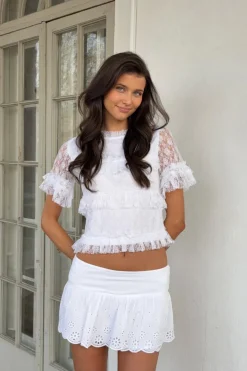 Online Gina Tricot 14+ broderie anglais skirt Wit