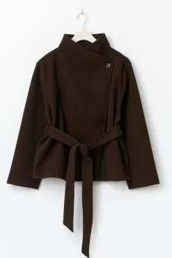 Outlet Gina Tricot 14+ felt wrap jacket Bruin