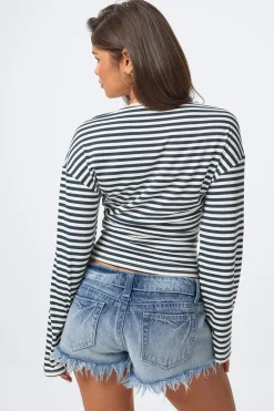Gina Tricot 14+ fitted long sleeve top Blauw