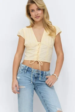 Best Gina Tricot 14+ fitted short sleeve top Geel