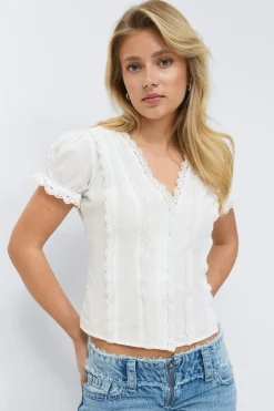 Gina Tricot 14+ fitted short sleeve top Wit