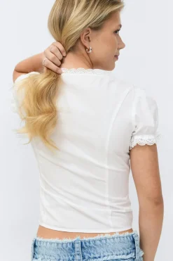 Gina Tricot 14+ fitted short sleeve top Wit