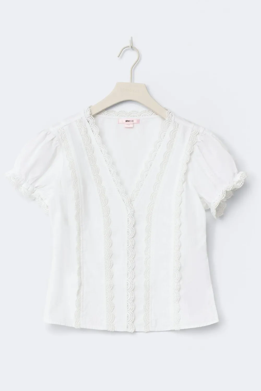 Gina Tricot 14+ fitted short sleeve top Wit
