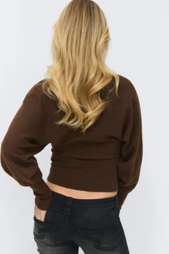 Discount Gina Tricot 14+ fitted wrap sweater Bruin