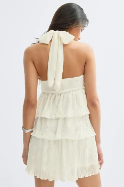 Gina Tricot 14+ halterneck frill dress Wit