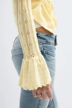 Discount Gina Tricot 14+ knitted frill cardigan Geel
