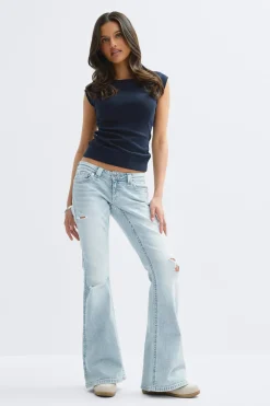 Hot Gina Tricot 14+ low rise flare jeans Blauw