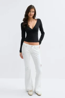 Online Gina Tricot 14+ low rise flare jeans tall Wit