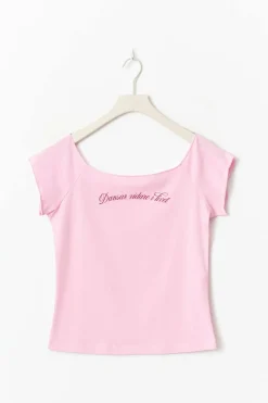 Gina Tricot 14+ off shoulder top Roze