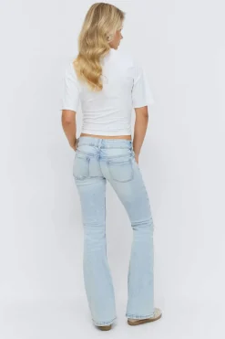 Sale Gina Tricot 14+ pleated flare jeans Blauw