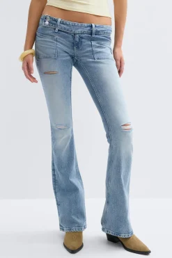 Best Gina Tricot 14+ pleated flare jeans tall Blauw