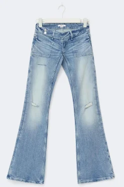 Best Gina Tricot 14+ pleated flare jeans tall Blauw
