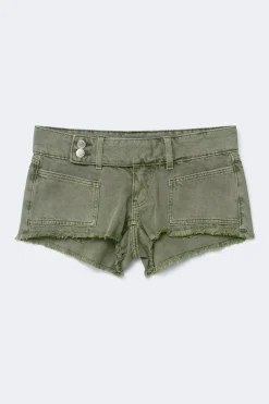 Sale Gina Tricot 14+ pleated low denim shorts Groen