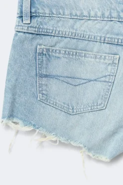 Gina Tricot 14+ pleated low denim shorts Blauw