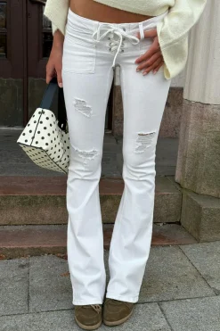 Sale Gina Tricot 14+ pleated tie jeans Wit