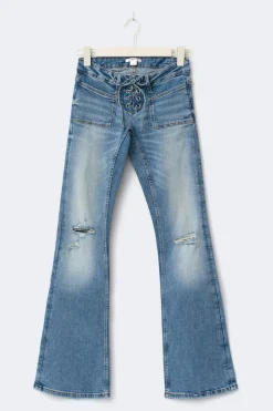 Clearance Gina Tricot 14+ pleated tie jeans tall Blauw