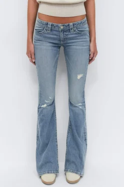 Outlet Gina Tricot 14+ sparkle low flare jeans Blauw