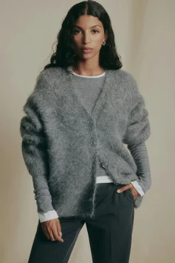 New Gina Tricot Alpaca blend knitted cardigan Grijsv