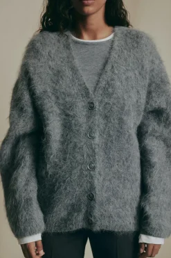 New Gina Tricot Alpaca blend knitted cardigan Grijsv