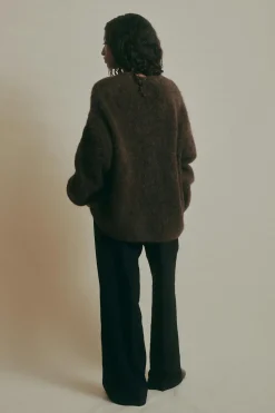 Clearance Gina Tricot Alpaca blend knitted cardigan Bruin