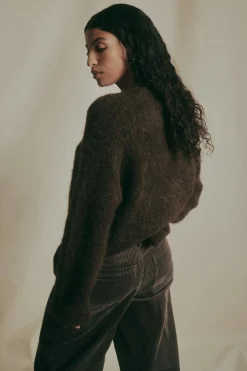 Discount Gina Tricot Alpaca blend knitted sweater Bruin