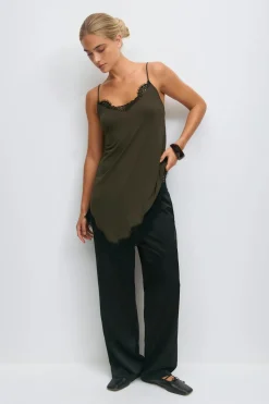 Sale Gina Tricot Asymmetric lace singlet Groen