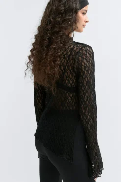 Online Gina Tricot Asymmetric lace top Zwart