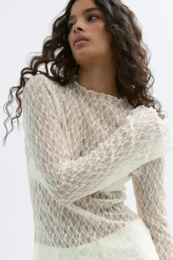 Outlet Gina Tricot Asymmetric lace top Wit