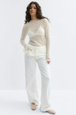 Outlet Gina Tricot Asymmetric lace top Wit