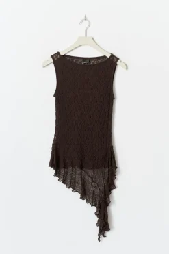 Online Gina Tricot Asymmetric lace top Bruin