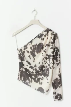 Best Gina Tricot Asymmetric mesh top Zwart