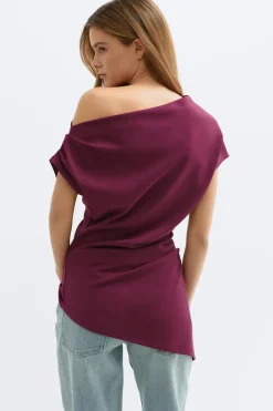 Gina Tricot Asymmetric pleated top Paars