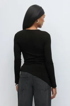 Online Gina Tricot Asymmetric tie top Zwart