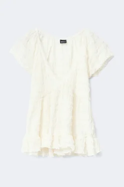 Online Gina Tricot Babydoll lace detail top Wit