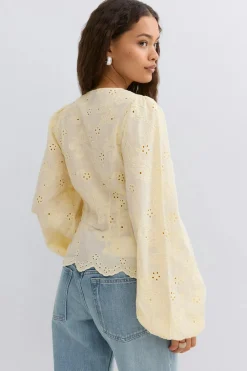 Outlet Gina Tricot Balloon sleeve blouse Geel