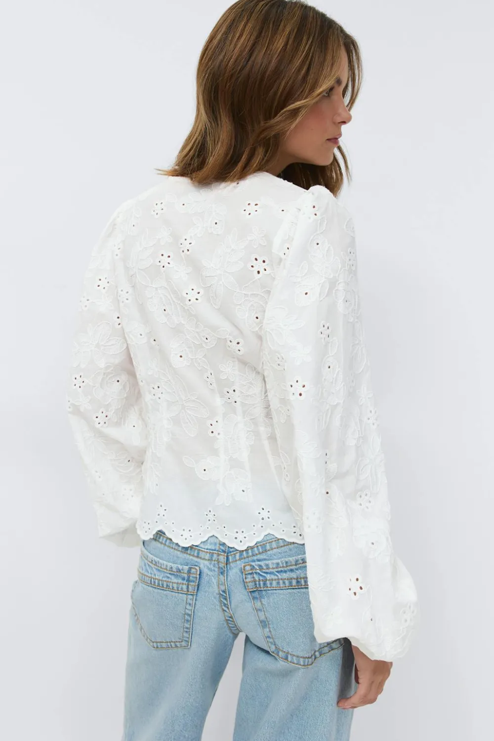 Online Gina Tricot Balloon sleeve blouse Wit