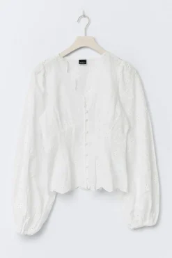 Online Gina Tricot Balloon sleeve blouse Wit