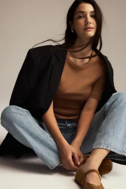 Clearance Gina Tricot Basic classic top Beige