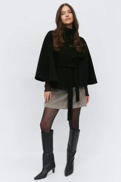Discount Gina Tricot Belt cape jacket Zwart