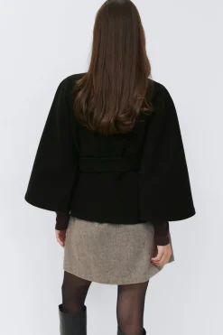 Discount Gina Tricot Belt cape jacket Zwart
