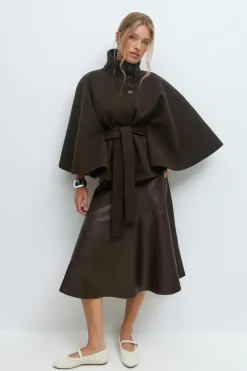 Outlet Gina Tricot Belt cape jacket Bruin