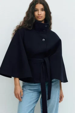 Gina Tricot Belt cape jacket Blauw