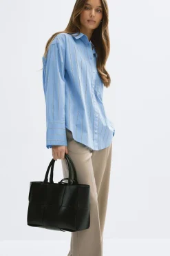 Clearance Gina Tricot Big braided tote bag Zwart