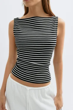 Discount Gina Tricot Boatneck tanktop Zwart
