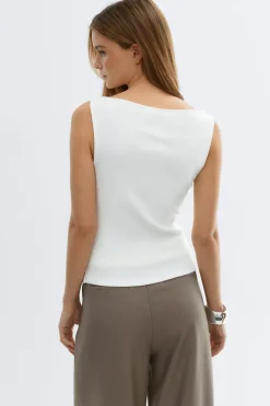 Clearance Gina Tricot Boatneck tanktop Wit