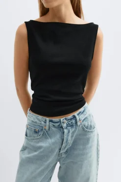 Hot Gina Tricot Boatneck tanktop Zwart