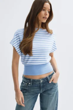 New Gina Tricot Boatneck top Blauw